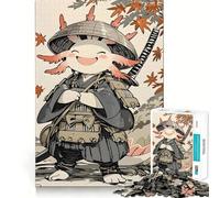 Puzzle da 1000 pezzi con axolotl e samurai in autunno,incastro perfetto,gioco di logica e pensiero,momento di relax,regalo di Natale (38x26cm)