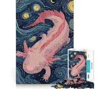 Puzzle da 1000 pezzi con axolotl in stile Notte stellata,taglio preciso,rompicapo,regalo,divertimento per il tempo libero,decorazione natalizia da parete (38x52cm)