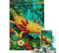 Puzzle da 1000 pezzi con axolotl in una scena sottomarina floreale ideale per adolescenti perfetto per passare il tempo durante le vacanze una sfida stimolante e un regalo antistress 38x52cm