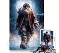 Puzzle da 1000 pezzi con Babbo Natale che cammina in un villaggio innevato, ideale per ragazzi Puzzle stimolante per il relax, con ritagli precisi, perfetto come regalo per le feste (38x52cm)