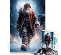 Puzzle da 1000 pezzi con Babbo Natale che cammina in un villaggio innevato, ideale per ragazzi Puzzle stimolante per il relax, con ritagli precisi, perfetto come regalo per le feste (38x52cm)