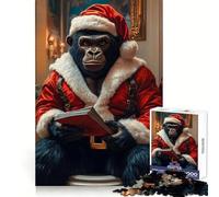 Puzzle da 1000 pezzi con Babbo Natale e Gorilla per adolescenti, migliora la memoria, favorisce il rilassamento mentale, ha bordi affilati ed è un regalo creativo (38x26cm)