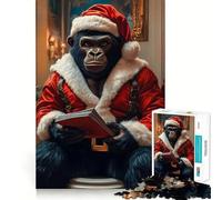 Puzzle da 1000 pezzi con Babbo Natale e Gorilla per adolescenti, migliora la memoria, favorisce il rilassamento mentale, ha bordi affilati ed è un regalo creativo (38x26cm)