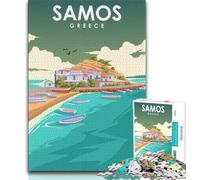 Puzzle da 1000 pezzi con Babbo Natale, isola di Samo, Grecia, per adolescenti e adulti, giocattoli, giochi educativi, antistress, lista dei desideri, 50x75cm