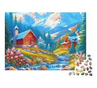 Puzzle da 1000 pezzi con baita di montagna, paesaggio con ruscello, gioco educativo per adulti, decorazione per la casa, sfida di alta difficoltà, regalo di compleanno. 38x26cm/1000pcs