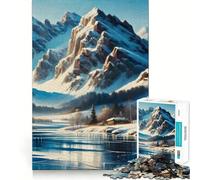 Puzzle da 1000 pezzi con baita innevata in montagna, ideale per adulti, per allenare la mente, rafforzare i legami familiari, con taglio di precisione e come regalo creativo (50x75cm)