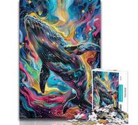 Puzzle da 1000 pezzi con balena ad acquerello per adolescenti, sfida difficile antistress, migliora l'amore tra coppie, 50x75cm