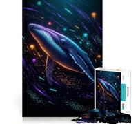 Puzzle da 1000 pezzi con balena al neon degli abissi marini, per adulti, gioco di puzzle per allenare la mente, attività artistiche da assemblare e regalo elegante (38x52cm)
