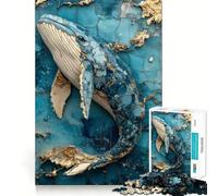 Puzzle da 1000 pezzi con balena blu e oro,pezzi a incastro preciso,giocattolo creativo e divertente,momento di relax,regalo di compleanno 38x52cm