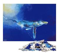Puzzle da 1000 pezzi con balena blu intenso Flo Art Studio, puzzle quadrati per adulti e puzzle in legno, decorazione per la casa, puzzle da 1000 pezzi (75x50 cm)