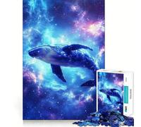 Puzzle da 1000 pezzi con balena blu nello spazio,disegno ritagliato con precisione,sfida intelligente e divertente,gioco per il tempo libero,regalo decorativo di Natale 38x26cm