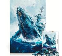 Puzzle da 1000 pezzi con balena che emerge dalla nave, ideale per allenamento mentale, svago e divertimento, con bordi definiti, perfetto per una sorpresa di compleanno (50x75cm)