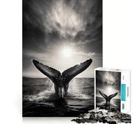 Puzzle da 1000 pezzi con balena che emerge dall'acqua,incastri lisci,divertente gioco di abilità,gioco casual,decorazione natalizia (38x26cm)