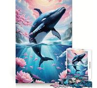 Puzzle da 1000 pezzi con balena che emerge e paesaggio marino floreale per adulti, stimolante cognitivo, evasione consapevole, blocco resistente, regalo per le vacanze (38x26cm)