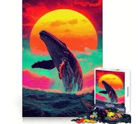 Puzzle da 1000 pezzi con balena che salta al tramonto, stimolante per la mente, ideale per distrarsi, con bordi precisi e un regalo significativo (38x26cm)