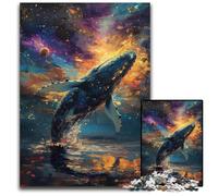 Puzzle da 1000 pezzi con balena che salta, puzzle in legno per adulti, sfida per la mente, regalo, attività educativa per adolescenti, 50x75CM/19,68x29,52 pollici