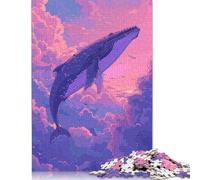 Puzzle da 1000 pezzi con balena che vola nel cielo, puzzle quadrati retrò per adulti e puzzle di carta, puzzle per la decorazione della casa, 38x26 cm/1000 pezzi