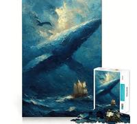 Puzzle da 1000 pezzi con balena e barca a vela raffigurante l'oceano,ideale per adulti Gioco di memoria,facile da assemblare,con incastri precisi e sicuri Un gioco significativo