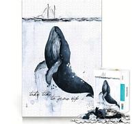 Puzzle da 1000 pezzi con balena e nave,acquerelli,gioco di costruzione Focus,incastro perfetto,attività gratificante per le giornate di pioggia (38x26cm)