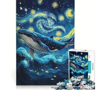 Puzzle da 1000 pezzi con balena in una notte stellata gioco pratico e divertente da fare in casa ideale come decorazione da scrivania 38x52cm