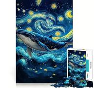 Puzzle da 1000 pezzi con balena in una notte stellata,ideale per adulti Gioco divertente e stimolante per tutta la famiglia Montaggio sicuro e stabile Attività serale per tutta la famiglia (50x75cm)