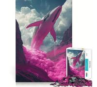 Puzzle da 1000 pezzi con balena rosa in un paesaggio montano, ideale per adolescenti Gioco di logica, leggero e rilassante, con taglio liscio, perfetto per decorare la parete (50x75cm)