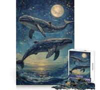 Puzzle da 1000 pezzi con balene che saltano sotto le stelle, ideale per adolescenti, per stimolare la mente e favorire il relax Regalo invernale perfetto (38x52cm)