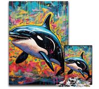 Puzzle da 1000 pezzi con balene dipinte a graffiti, ideale per adulti, ideale per gli innamorati, Capodanno e San Valentino, 50x75CM/19,68x29,52 pollici.