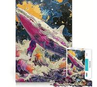 Puzzle da 1000 pezzi con balene e oceano,gioco di concentrazione mentale,design a incastro preciso,sfida interattiva per il cervello per la casa (38x26cm)