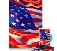 Puzzle da 1000 pezzi con bandiera americana a strisce, ideale per adolescenti, stimola la memoria, rilassa e divertente, con un design accattivante e una piacevole sorpresa 50x75cm