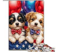 Puzzle da 1000 pezzi con bandiera americana e cucciolo, per adulti, ideale per il divertimento in famiglia, regalo perfetto per feste e compleanni (dimensioni 26x38cm)
