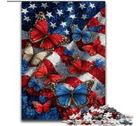 Puzzle da 1000 pezzi con bandiera americana e farfalla, gioco rompicapo per adolescenti, regalo perfetto per una serata di giochi in famiglia (dimensioni 50x75cm)