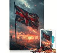 Puzzle da 1000 pezzi con bandiera britannica e campo di battaglia,taglio premium,gioco creativo per la mente,pace,divertimento,decorazione natalizia da parete (50x75cm)