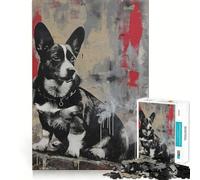 Puzzle da 1000 pezzi con Banksy,Corgi e graffiti,ritagli precisi,gioco cognitivo,gioco rilassante,regalo di compleanno (38x26cm)
