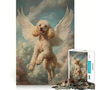 Puzzle da 1000 pezzi con barboncino e ali d'angelo per ragazzi, gioco stimolante per la mente, hobby tranquillo, taglio preciso, regalo stagionale (38x52cm)