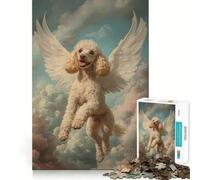 Puzzle da 1000 pezzi con barboncino e ali d'angelo per ragazzi, ideale per migliorare la memoria, rilassarsi e divertirsi, con bordi precisi Regalo creativo (50x75cm)