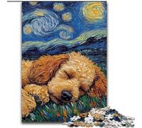 Puzzle da 1000 pezzi con barboncino e cielo notturno, in legno, attività divertenti da fare a casa, regalo di compleanno, regali da viaggio, 1000 pezzi(50x75cm)