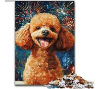 Puzzle da 1000 pezzi con barboncino e fuochi d'artificio, regalo per adulti, antistress, per ammazzare il tempo in casa, per migliorare l'amore tra coppie (50x75cm)