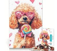 Puzzle da 1000 pezzi con barboncino e lecca-lecca per ragazzi, giocattolo intelligente per il tempo libero, taglio preciso, lista dei desideri di Babbo Natale (38x52cm)