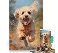 Puzzle da 1000 pezzi con barboncino in corsa per ragazzi, gioco di puzzle stimolante per il relax, rifinito con cura, regalo per le festività (38x52cm)