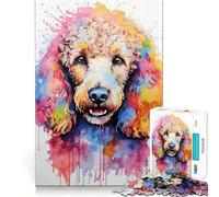 Puzzle da 1000 pezzi con barboncino in vivaci acquerelli, ideale per ragazzi, per migliorare la memoria, facile da realizzare e per il tempo libero Decorazione murale di alta qualità (38x26cm)