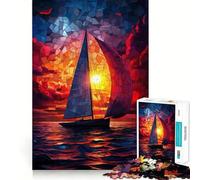 Puzzle da 1000 pezzi con barca a vela al tramonto per ragazzi, gioco stimolante per la mente, rilassante e divertente, taglio preciso, regalo festivo (50x75cm)
