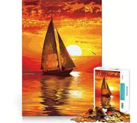 Puzzle da 1000 pezzi con barca a vela al tramonto sull'oceano, ideale per ragazzi Gioco di logica e abilità, morbido, rilassante, con taglio preciso, regalo prezioso (38x26cm)
