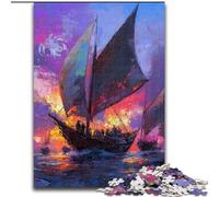 Puzzle da 1000 pezzi con barca a vela dipinta a olio, adatto per bambini dai 14 anni in su, ideale come regalo per tutta la famiglia (dimensioni 26x38cm)