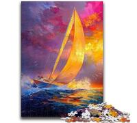 Puzzle da 1000 pezzi con barca a vela dipinta a olio, per bambini dai 14 anni in su, decorazione per la casa come regalo per tutta la famiglia e gli amici, 26x38cm
