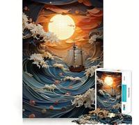 Puzzle da 1000 pezzi con barca a vela in tempesta per adulti, gioco di logica intelligente, divertimento casual, bordo liscio, decorazione da parete (50x75cm)
