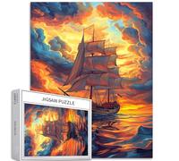 Puzzle da 1000 pezzi con barca a vela sul mare per adulti con scena al tramonto sul mare, puzzle colorato fai da te per la decorazione della casa, regali puzzle per la famiglia, perfetto per serate di