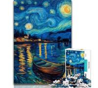Puzzle da 1000 pezzi con barca nel cielo stellato per adulti, difficile da completare ma divertente e spiritoso, decorazione unica per la casa e regalo, 38x26cm