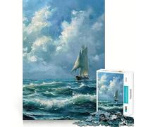 Puzzle da 1000 pezzi con barca tra le onde dell'oceano,gioco di squadra stimolante,divertente per allenare la mente,gioco rilassante,decorazione natalizia da parete 50x75cm