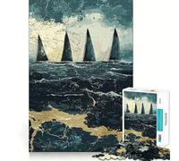 Puzzle da 1000 pezzi con barche a vela in mare, ideale per adulti Gioco interattivo per la casa, taglio liscio, sorpresa di Natale (38x26cm)